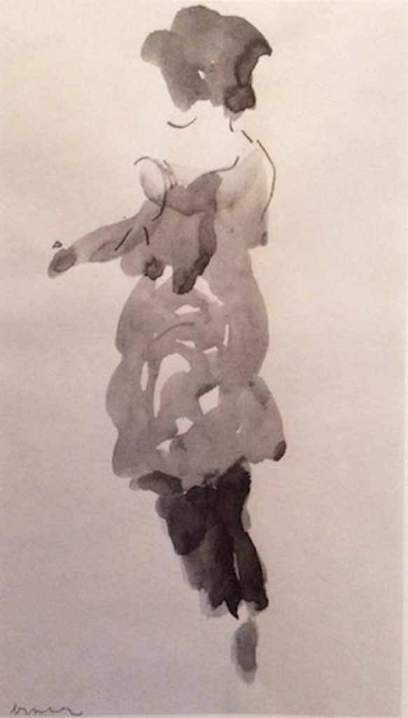 Danseuse, encre et crayon